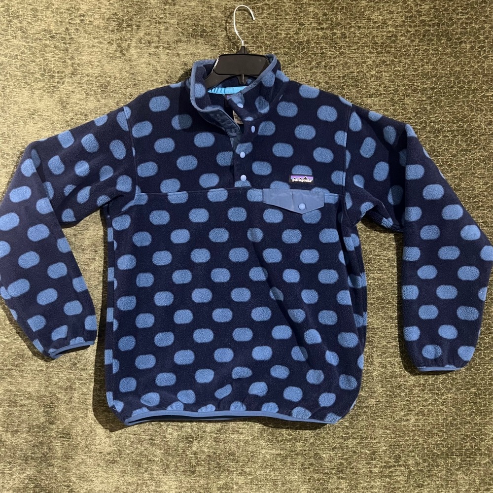 Patagonia Synchilla Fleece Pullover Womens Medium Blue Polka Dot Snap-T 25440